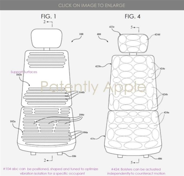 可消除颠簸震动 苹果获汽车座椅系统专利